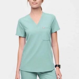Figs Sea Glass Caterina One Pocket Scrub Top XS NWT